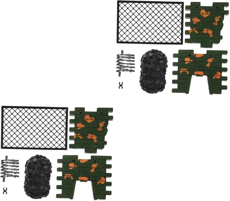 ifundom Militarys Game Accessory 2 Sets Mini Accessories Gear Fencing Scene Toy Men Action Figures War Scene Toy Militarys Game Kidcraft Playset