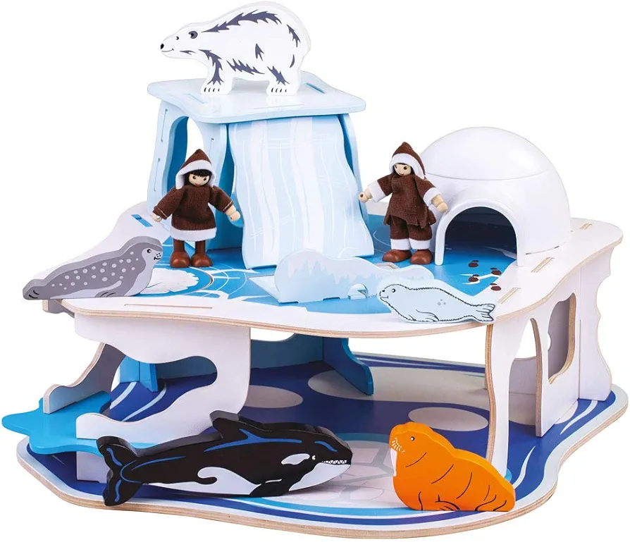 Bigjigs Toys Wooden Polar Glacier Playset - Arctic Activity Centre