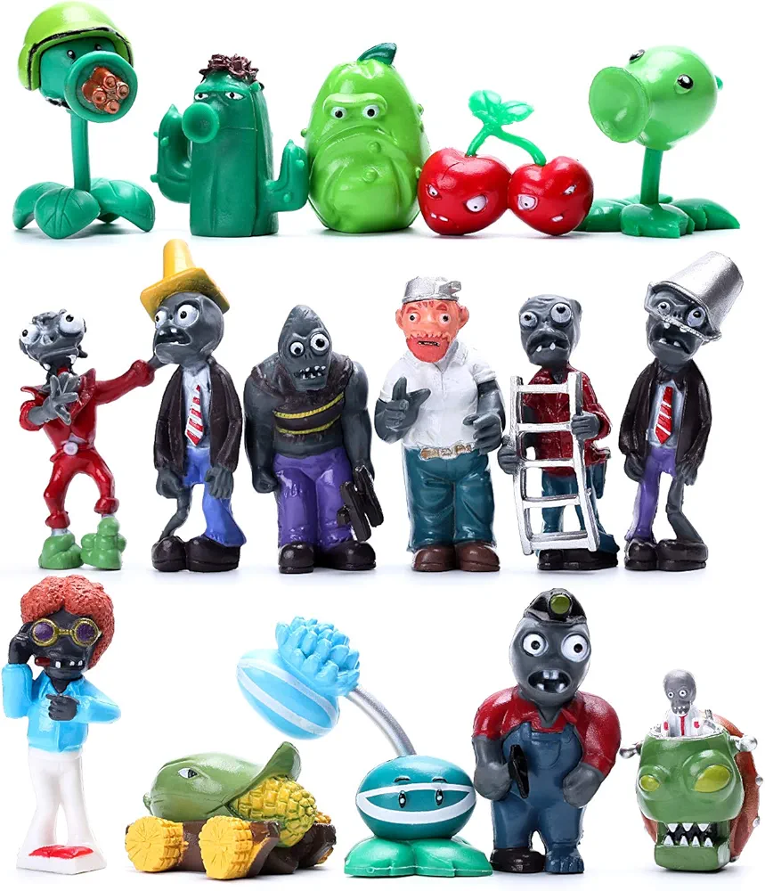 Maikerry 16Pcs Plants vs Zombies Figures PVZ Figurines Cupcake Figures Decorative Toys