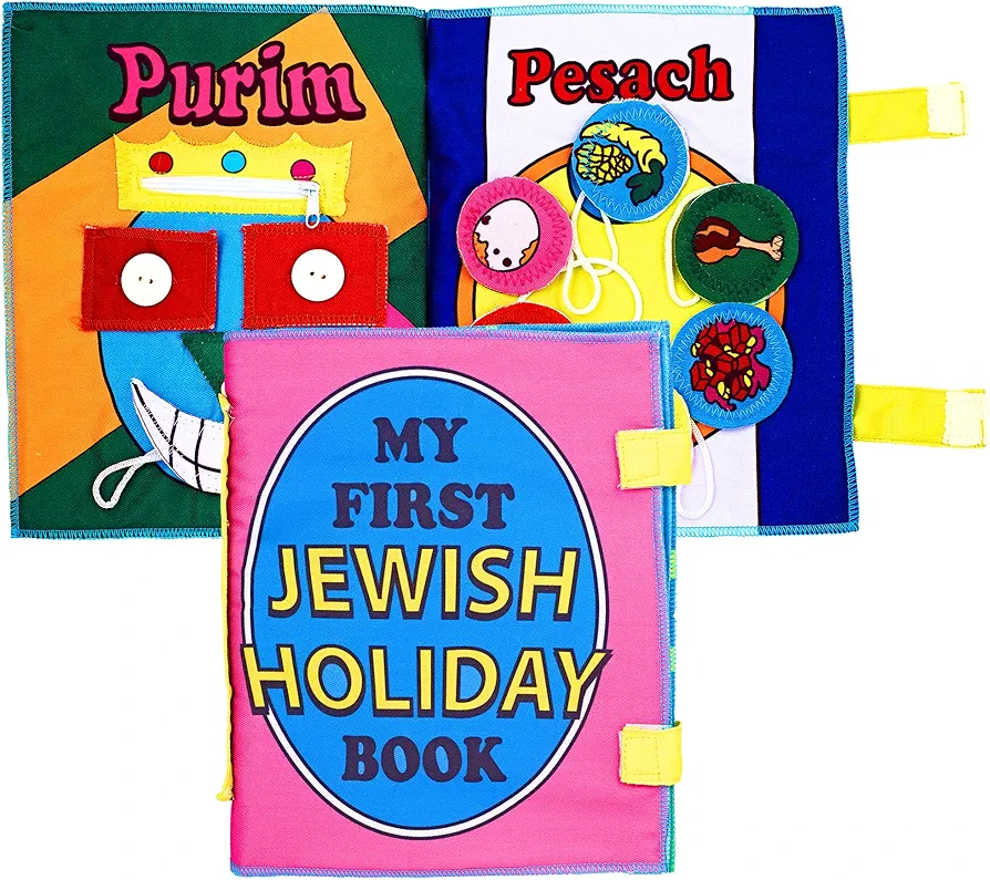 My First Jewish Holiday Flap Book for Toddlers Kids Educational Judaic Fabric Book Interactive Soft Book for Children Zipper Closure with Plastic Travel Case Book Judaica Sensory Toys