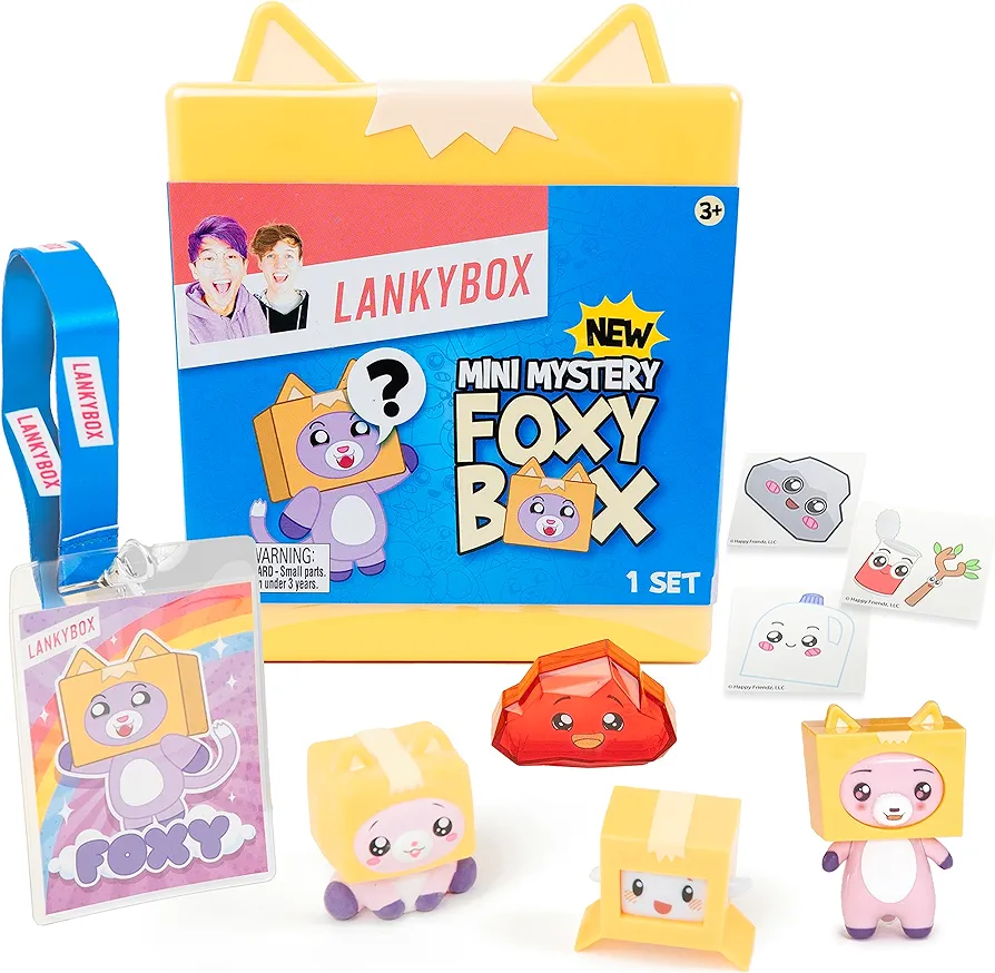 LankyBox Mini Foxy Mystery Box Foxy Mystery Box with 9 Exciting Toys to Discover Inside, Officially Licensed Merch