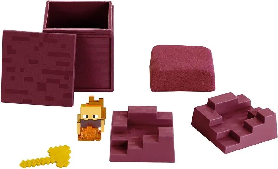 Minecraft Mini Mining Set Firing Blaze Figure and Environment Accessory with Moldable Sand for Added Creativity, Creative, Hands-on Biome Build Toy, Gift for Minecraft Fans Age 6 Years and Older