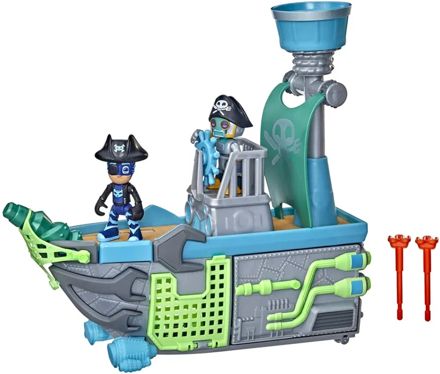 PJ Masks Sky Pirate Battleship Preschool Toy, Vehicle Playset with 2 Action Figures, Projectile Launchers, and More for Ages 3 and Up