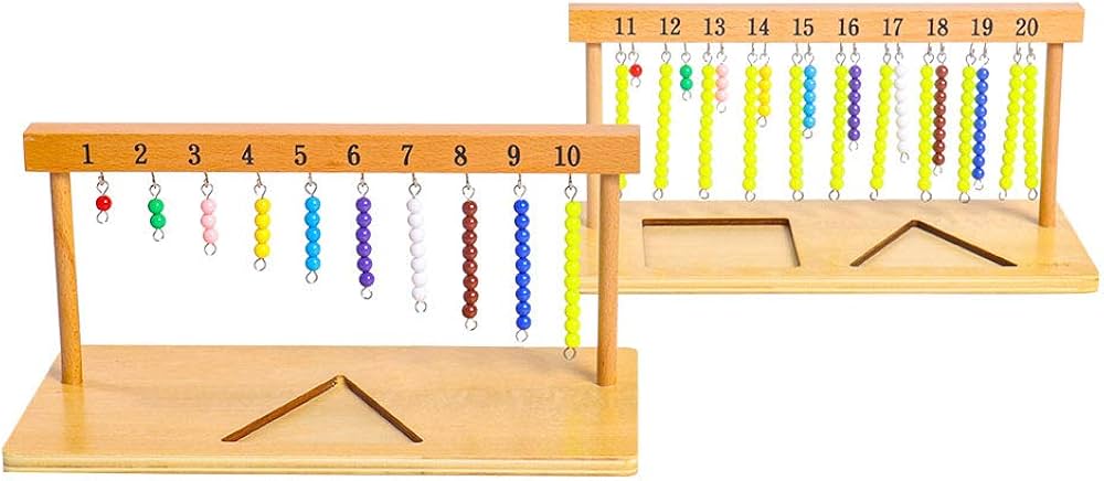 Montessori Math Toys Materials for Toddlers 1-20 Beaded Hanger Color Bead Stairs with Beads Montessori mathematics Eductional Materials Learning Tools Preschool Toys