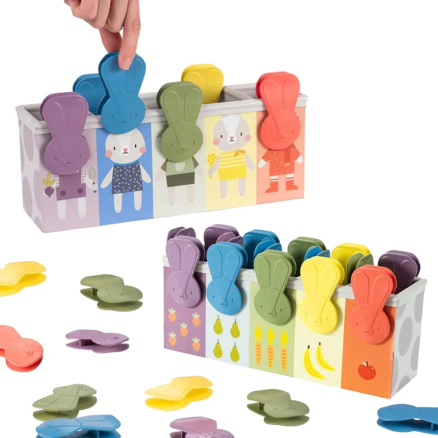 Taf Toys Bunny Sorting Stacking pegs. Toddler Toys Learning Montessori Toys for 18-36 Months Boys and Girls Building Blocks Game. A Preschool Educational Toys Color Recognition Stacker Shape Sorter