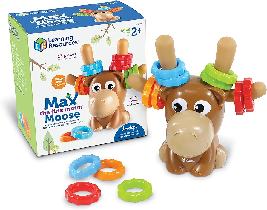 Learning Resources Max the Fine Motor Moose - 13 Pieces, Ages 2+ Toddler Learning Toys, Fine Motor Toy for Toddlers, Preschool Toys