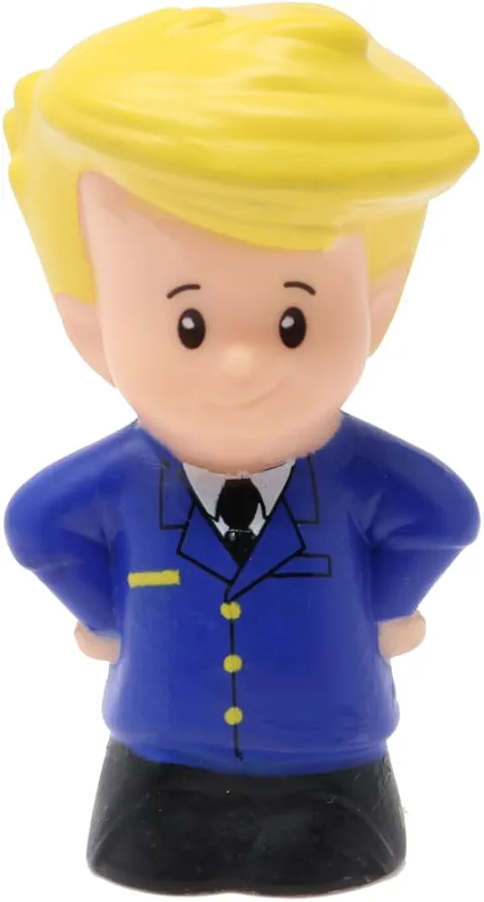 Little People Replacement Part for Fisher-Price Airport Airplane Figure Playset - Replacement Eddie The Pilot Figure - Dressed in a Blue Pilot Uniform