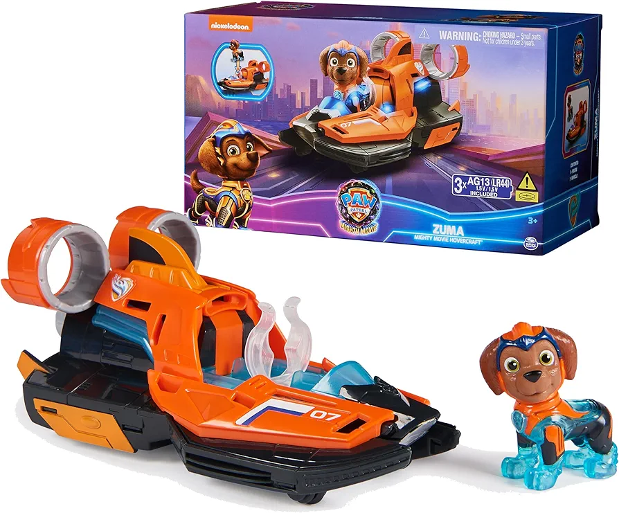 Paw Patrol: The Mighty Movie, Toy Jet Boat with Zuma Mighty Pups Action Figure, Lights and Sounds, Kids Toys for Boys & Girls 3+