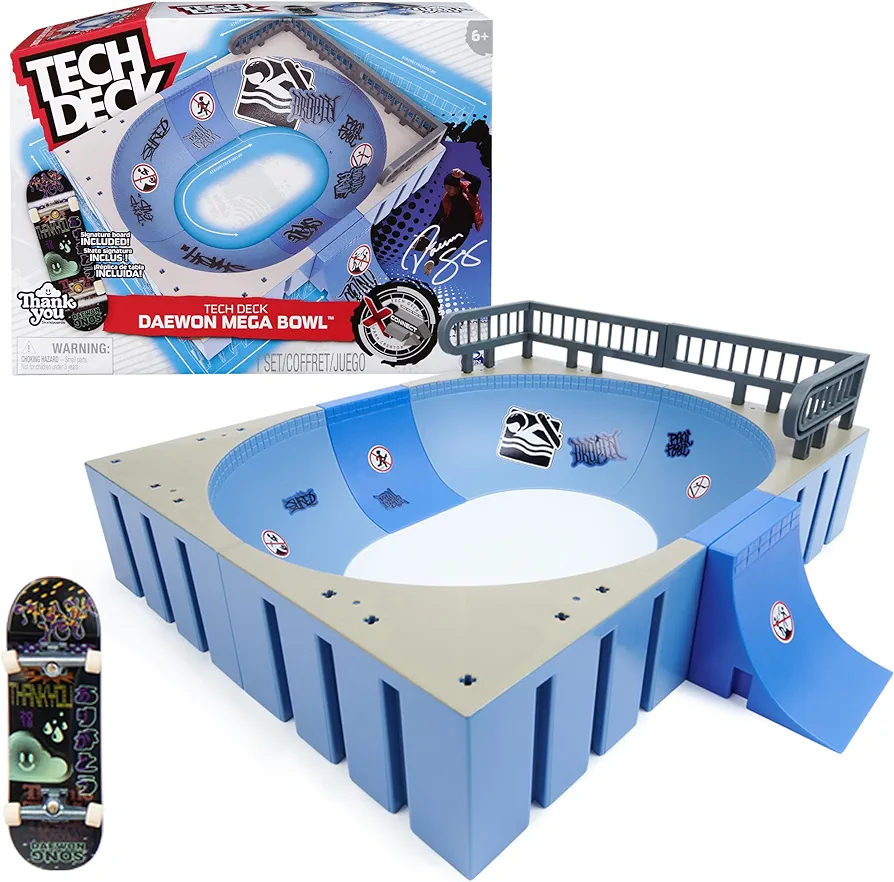 Tech Deck, Daewon Mega Bowl, X-Connect Park Creator, Customizable and Buildable Ramp Set with Exclusive Fingerboard, Kids Toy for Ages 6 and up