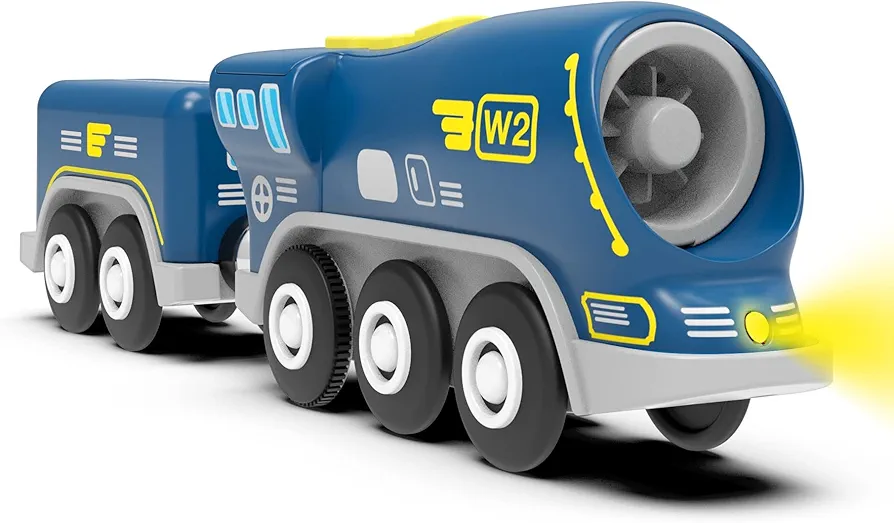 Z MAYABBO Battery Operated Locomotive Train for Wooden Tracks, Powerful Engine Toy Train Vehicle for Railway Track, Science Fiction Train Car Series Fit All Brands Railroad (Battery Not Included)