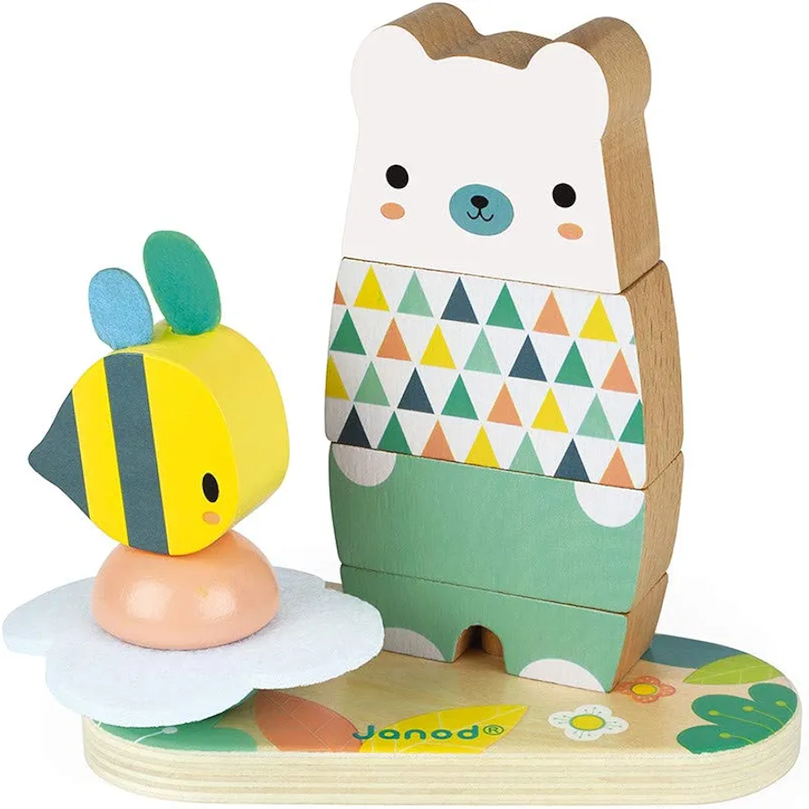 Janod Pure 2-in1 Wood Stackable Bear - 12+ Months - J05156