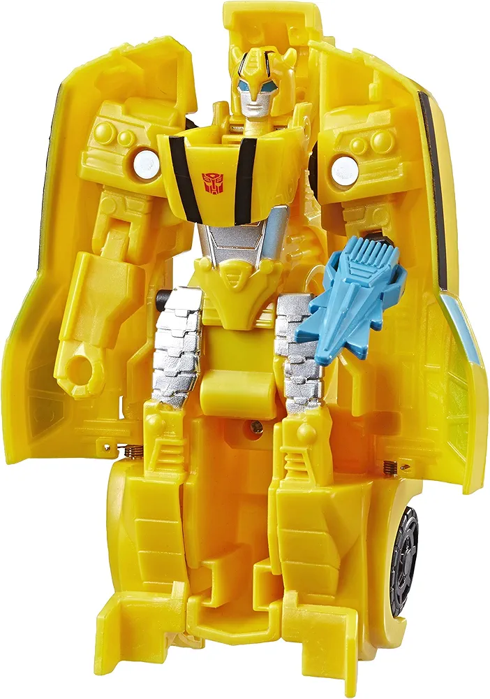 Transformers Toys Cyberverse Action Attackers: 1-Step Changer Bumblebee Action Figure, Repeatable Sting Shot Action Attack Move, for Children Aged 6 and Up, 10.5-cm