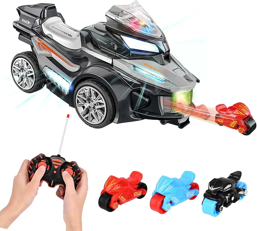 Remote Controlled Car for Kids - with 3 Mini Motorbikes LED Lights Music, RC Cars Fast 360° Spinning Action Drift Racing RC Vehicles Toys, for Boys Girls 5-7 4-6 Years Kids