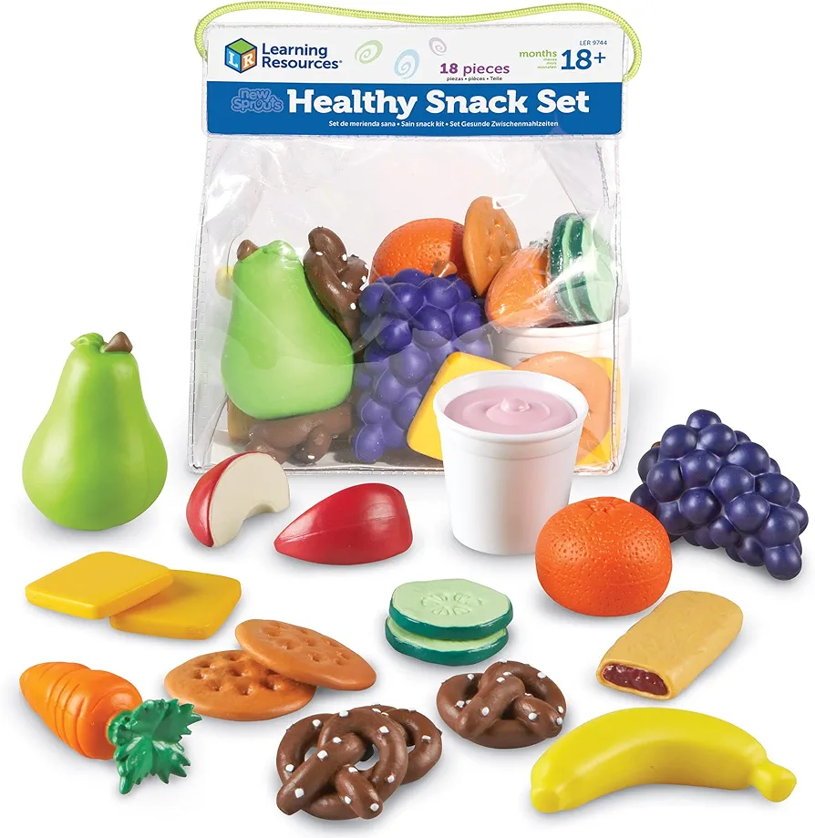 Learning Resources New Sprouts Healthy Snack Set - Pretend Play Food for Toddlers Ages 18+ months, Preschool Learning Toys, Kitchen Play Toys for Kids