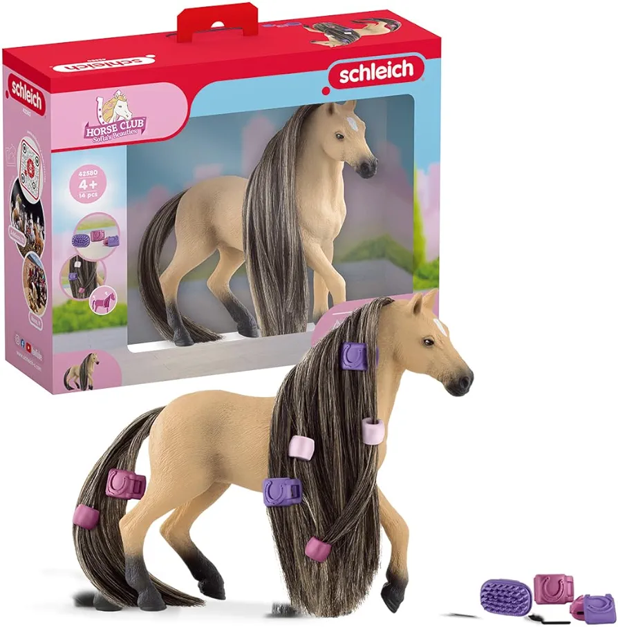 Schleich Horse Club Sofia's Beauties Andalusian Mare Toy Horse Set for Girls and Boys for 5 years and up with Brushable Hair and Accessories,14 Pieces