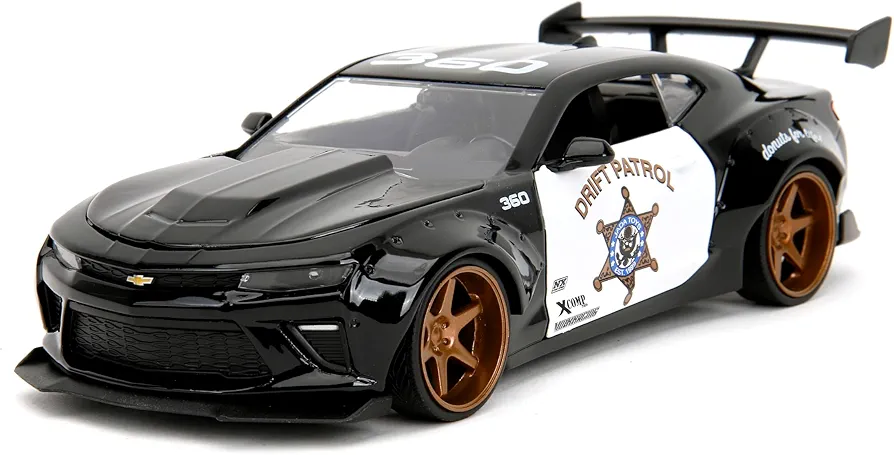 Big Time Muscle 1:24 2016 Chevy Camaro SS Widebody Die-Cast Car, Toys for Kids and Adults(Drift Patrol Police)