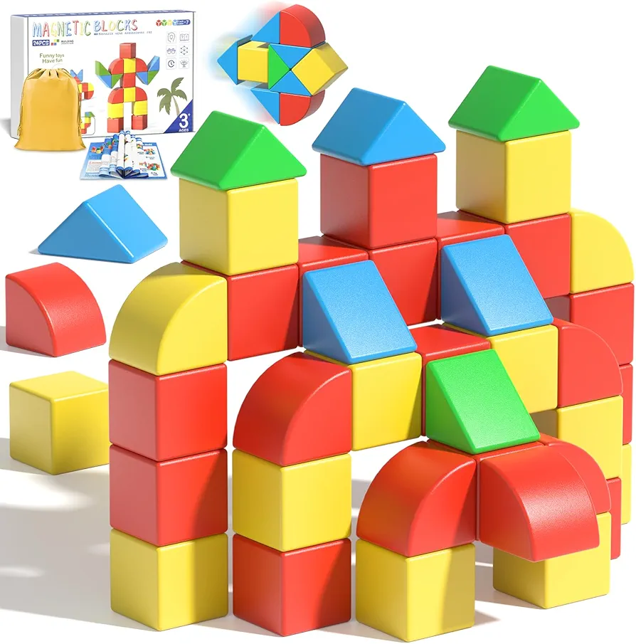 Magnetic Blocks Toddler Toys Educational Sensory Construction Magnet Building 1.34in Cubes Toy for Creative 3D STEM Learning, Montessori Gift for Ages 3+ Year Old Boys Girls Kids