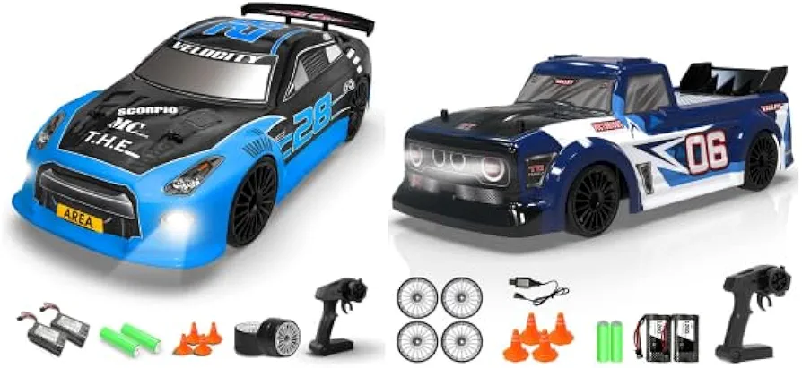 RACENT RC Drift Car with Racing and Drifting Wheels, 2 Rechargeable Batteries, Perfect Toy Gift for Boys, Girls, Kids