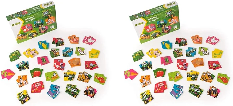 John Deere Kids Matching Game - Farm Themed Memory Game for Toddlers and Kids Toys - Preschool Games and Learning Activities - 27 Matches - Ages 3 Years and Up (Pack of 2)