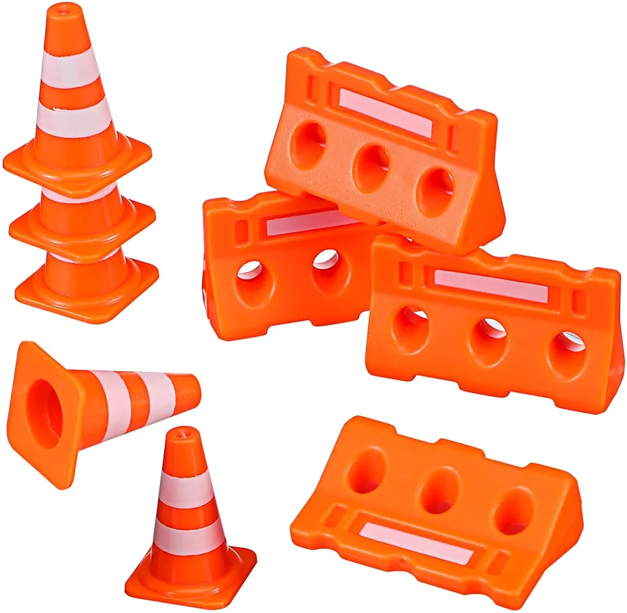 Gadpiparty 24pcs Mini Traffic Cones Plastic Fence Roadblock Signs Playset Construction Road Cones Tiny Marker Cones Roadblock Cone Models Educational Plaything for Kids