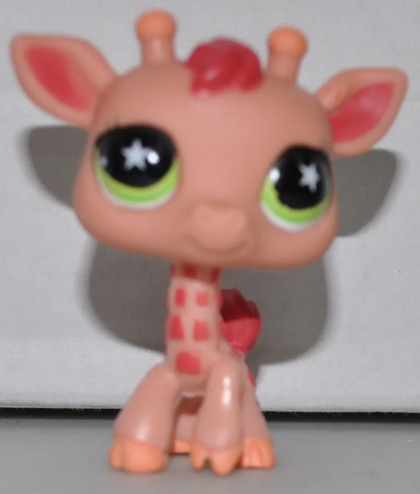 Giraffe #943 (Orange, Green Eyes) Littlest Pet Shop (Retired) Collector Toy - LPS Collectible Replacement Single Figure - Loose (OOP Out of Package & Print)