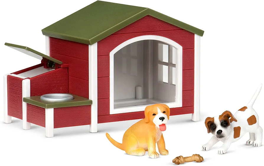 Terra by Battat – 5 Pcs Dog House Playset –Toy Dog Figurines for Kids 3-Years-Old and Up