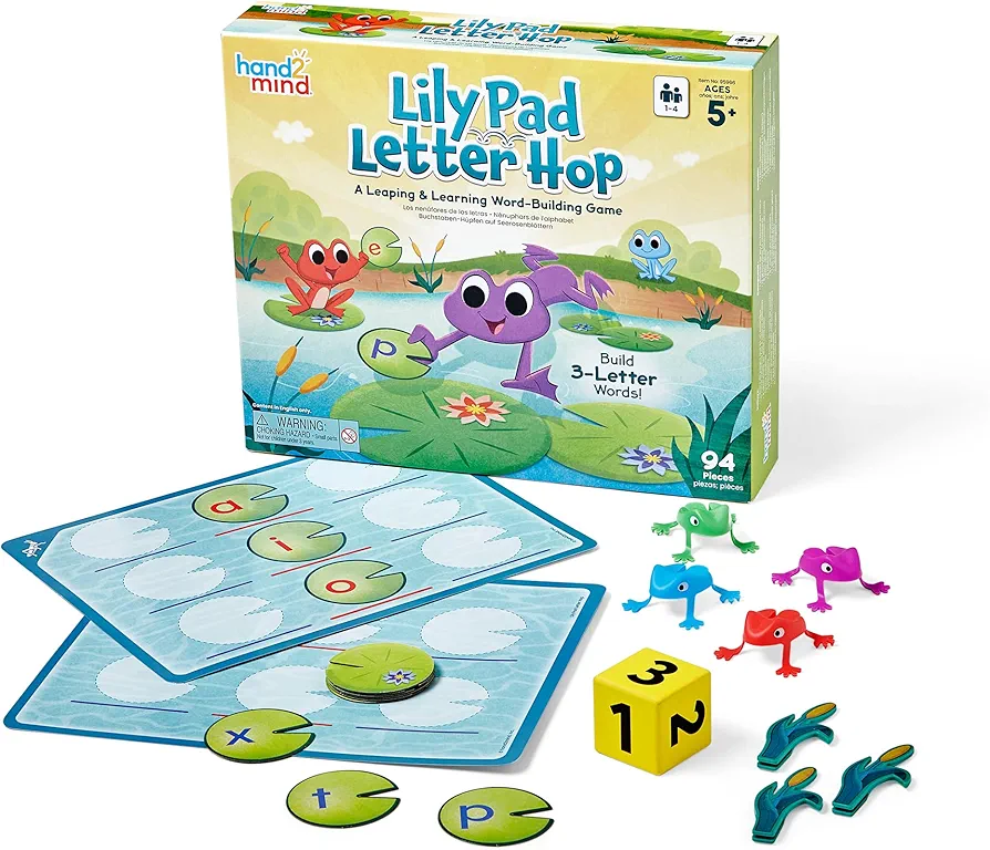 hand2mind Lily Pad Letter Hop, CVC Word Games, Sight Word Games, Fine Motor Skills Toys, Spelling Games, Word Making Games, Educational Board Games, Family Game Night, Kindergarten Learning Activities