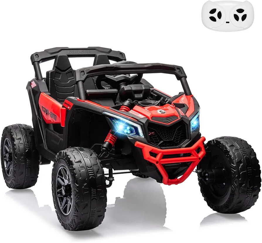 Electric Ride on UTV Car, Licensed Can-Am Electric Off-Road Car, Kids Truck Car w/Remote Control, Large Seat, EVA Tires, Spring Suspension, Ride on Toys for Kids,Red