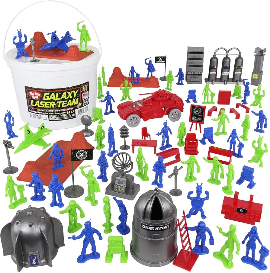 Tim Mee Galaxy Laser Team Bucket - 80pc Sci-Fi Space Plastic Figure Mars Playset