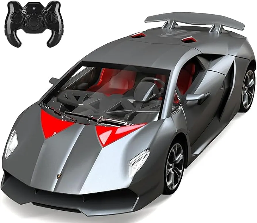 100 CLASSIC Remote Control Car, 1/24 Scale RC Sport Racing Toy Car, Compatible with Lamborghini Sesto Elemento Model Vehicle for Boys Girls Gray