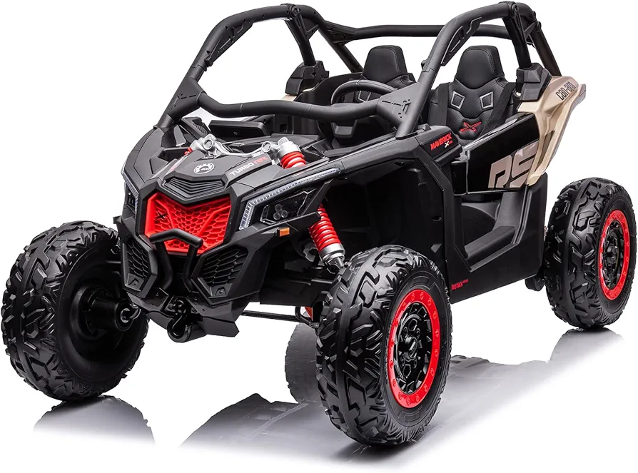 NEWQIDA 24V Ride on Car with Remote Control, 2 Seater Ride On Toys Off-Road Buggy Truck Licensed Can Am Maverick UTV Electric Vehicles for Boys Girls, EVA Rubber Wheels, Spring Absorbers, Black