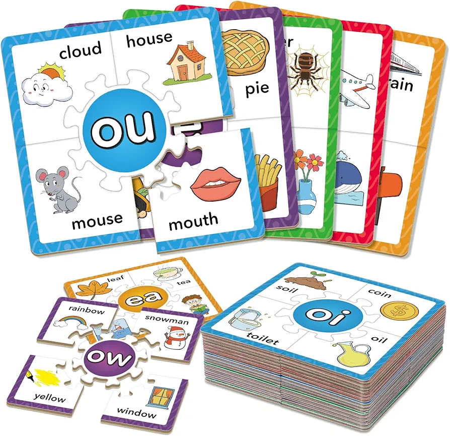 Phonics Puzzle Games, Spelling Games, Phonics Flash Cards, Sight Word Flash Cards for Toddlers, Learning Educational Toys, Kids Preschool Learning Activities, Homeschool Supplies, Learn to Read