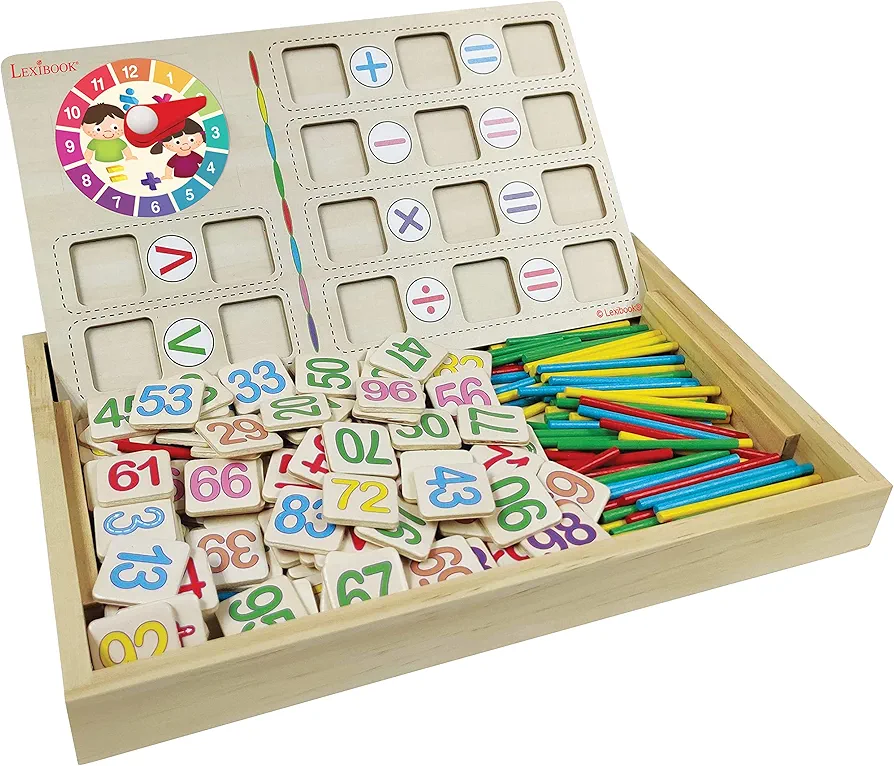 Lexibook EDU200 Bio Math School, a Wooden Activity Box to Learn to Count, Preschool Educational Toy for First-time Awakening