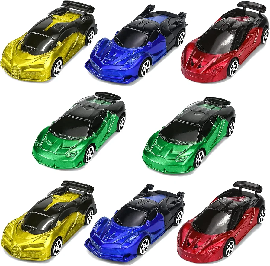 Pull Back Cars Toys, 8 Pack Pull Back Racing Vehicles for Kids Toddlers, Sports Car Toys for 3 4 5 6 Year Old Boys Girls and Toddlers, Goodie Bag Stuffers, Pinata Fillers for Boys Girls (8 pcs)