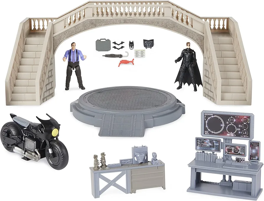 DC Comics, Batman Batcave with Exclusive Batman and Penguin Action Figures and Batcycle, The Batman Movie Collectible Kids Toys for Boys Ages 3 and up