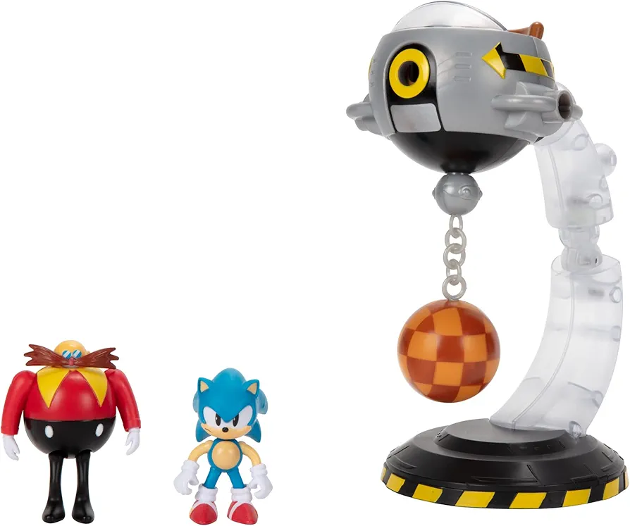 Sonic The Hedgehog Egg Mobile Battle Set with Sonic & Dr. Eggman 2.5 Inch Action Figures, Includes 14 Unique Pieces