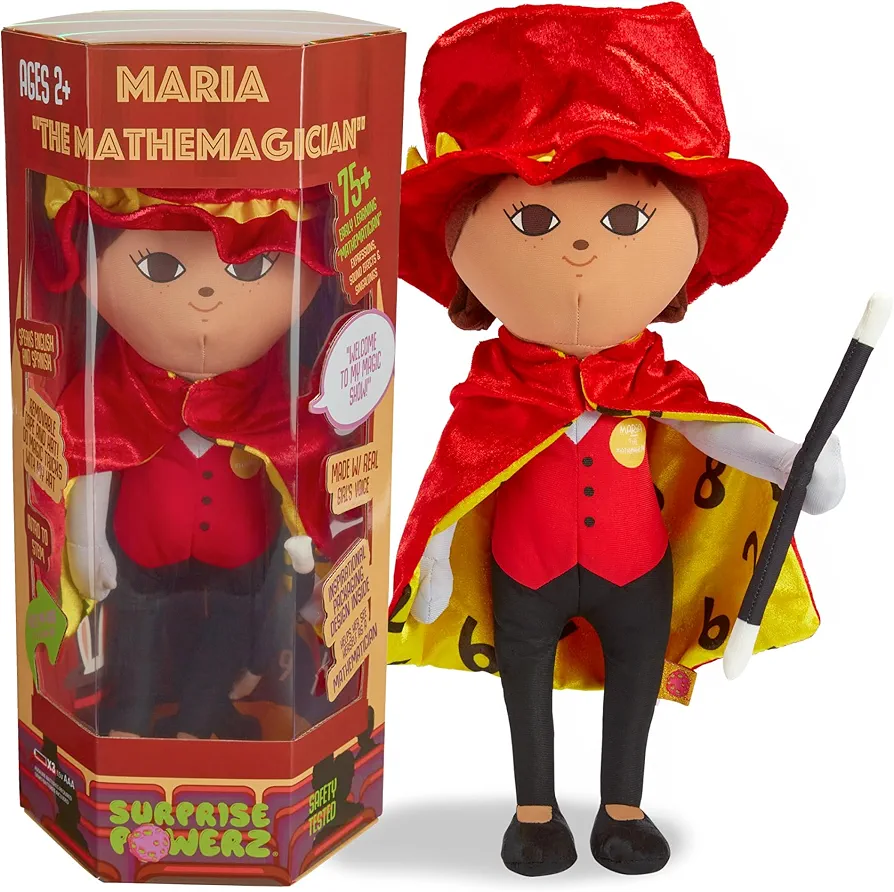 María The Mathemagician Plush Doll Girls Toys, 16" Latina Doll, Educational Play Gift, STEM Learning - 2-5 Year Old Girl Toy, Toddler & Preschool Pretend Dolls