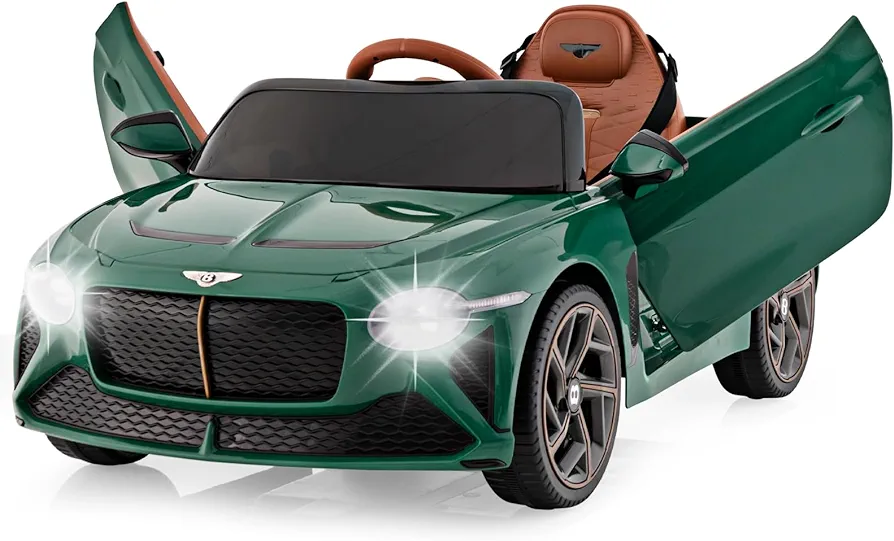 Costzon Ride on Car, 12V Licensed Bentley Bacalar Battery Powered Ride-on Toy w/Remote Control, Scissor Doors, Wireless Connection, Lights & Sound Effects, Electric Vehicle for Kids (Green)