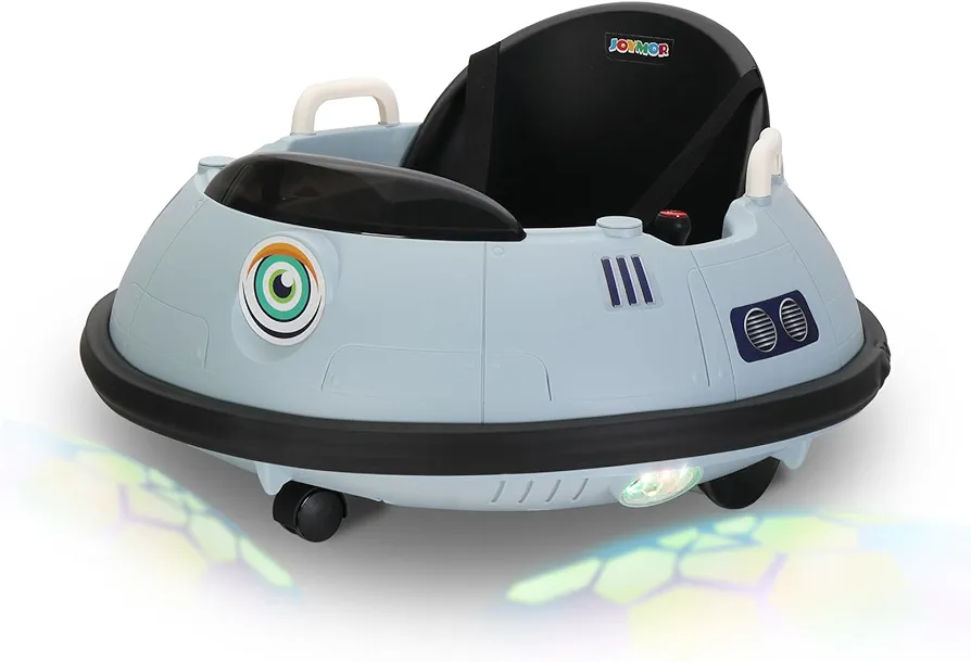 JOYMOR Electric Bumper Car for Kids & Toddlers, 12V Ride On UFO Bumping Toy Car Gifts, Manual and Remote Control, LED Lights, 360 Degree Spin (Grey)