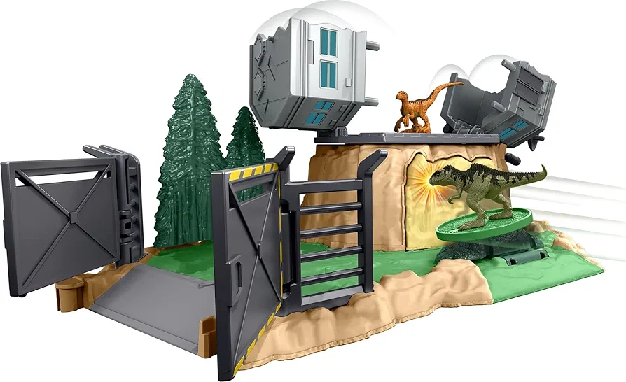 Jurassic World Dominion Minis Giganotosaurus Rampage Playset with 2 Mini Dinosaur Figures and Break Apart Features, Toy Gift Set