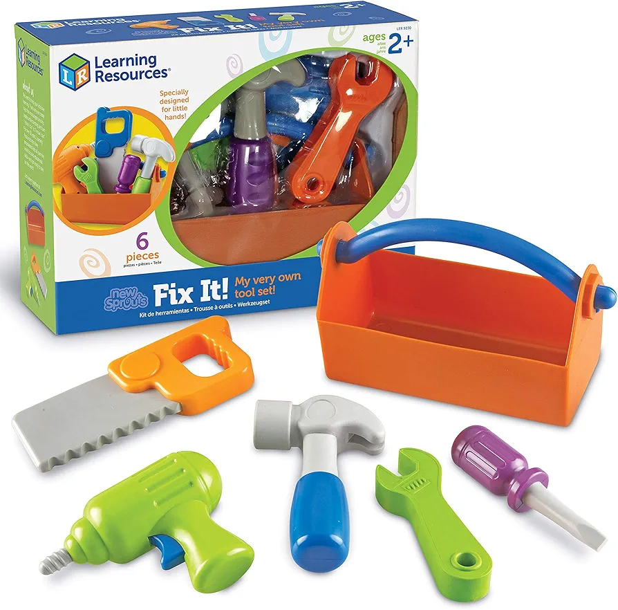 Learning Resources New Sprouts Fix It!, Fine Motor, Pretend Play Toy Tool Set, 6 Piece, Ages 2+