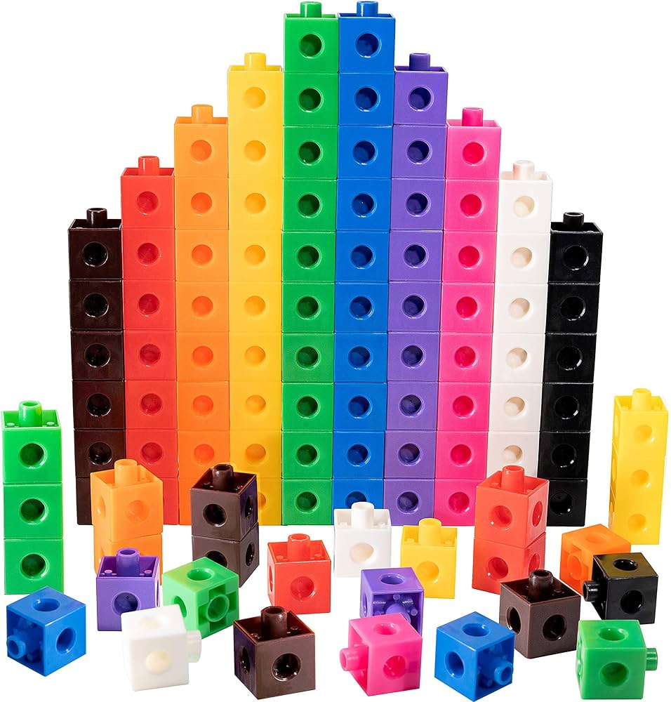 100 Piece Linking Cubes Set, Counting Blocks, STEM, Connecting Blocks, Math Link Cubes, Math Manipulatives, Educational Toys for 5 Year Old