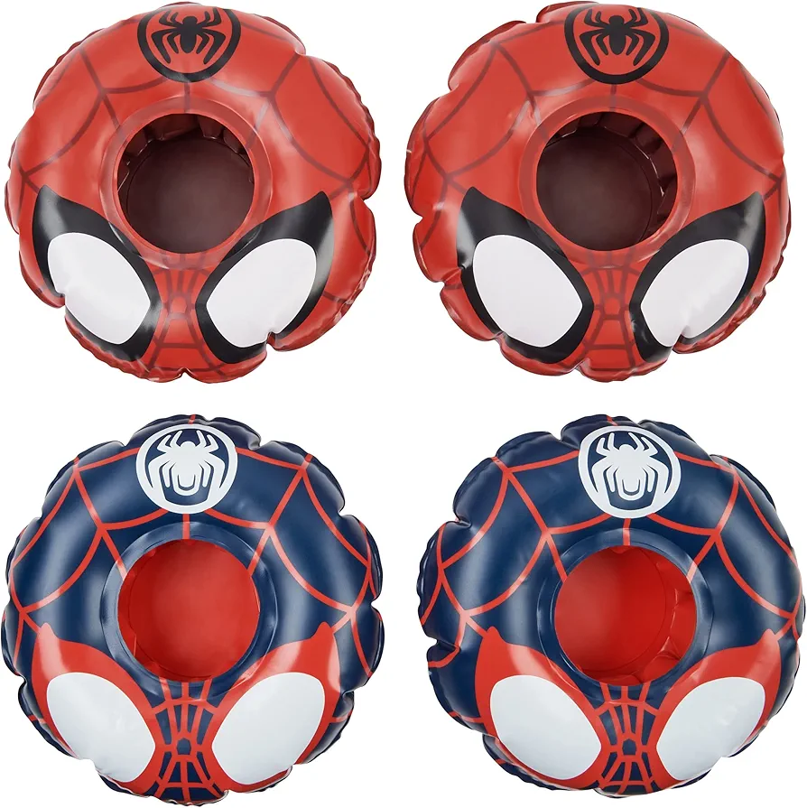 Swimways Marvel Spidey Floating Drink Holders, Inflatable Pool Cup Holders & Pool Party Supplies, Spiderman Toys for Kids Aged 5 & Up, 4-Pack