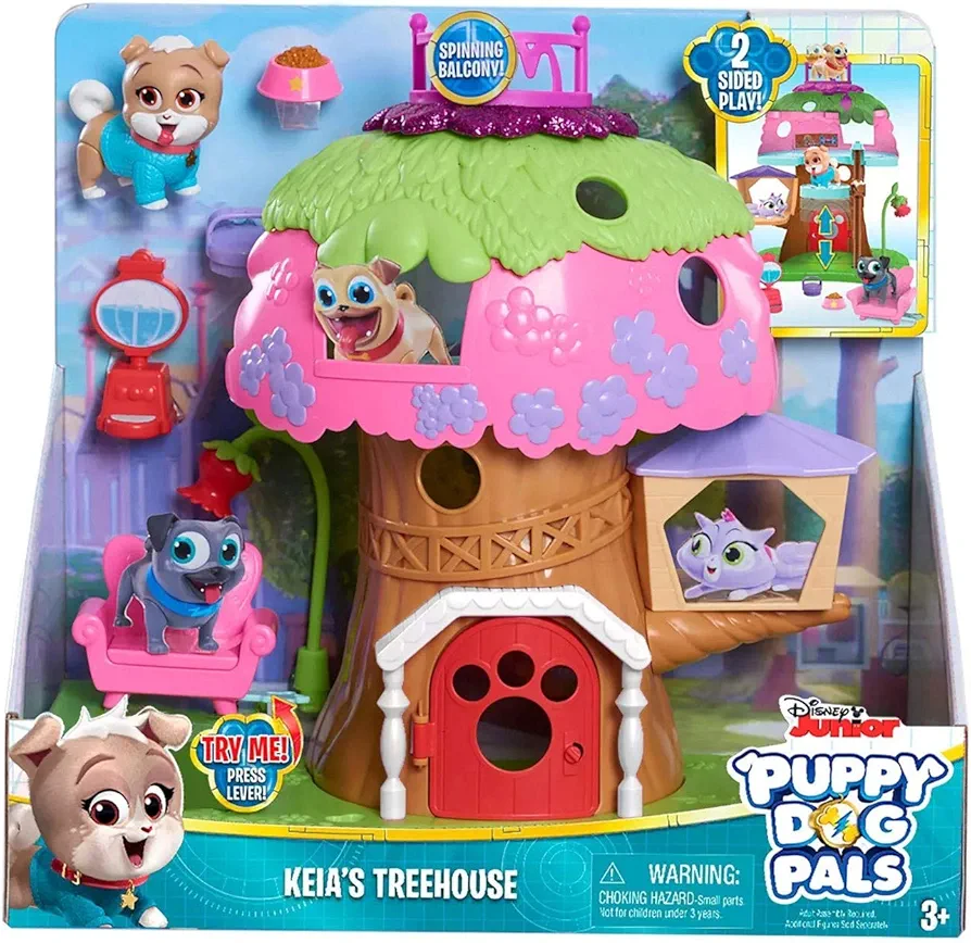 Puppy Dog Pals Keia's Treehouse 2-Sided Playset, Includes 7 Pieces, Officially Licensed Kids Toys for Ages 3 Up by Just Play