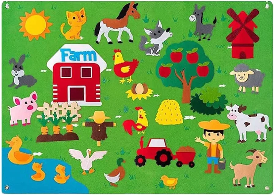 Felt Story Board for Kids Children Felt Board Preschool Felt Farm Story Board Toy Early Early Educational Play Set for Toddlers