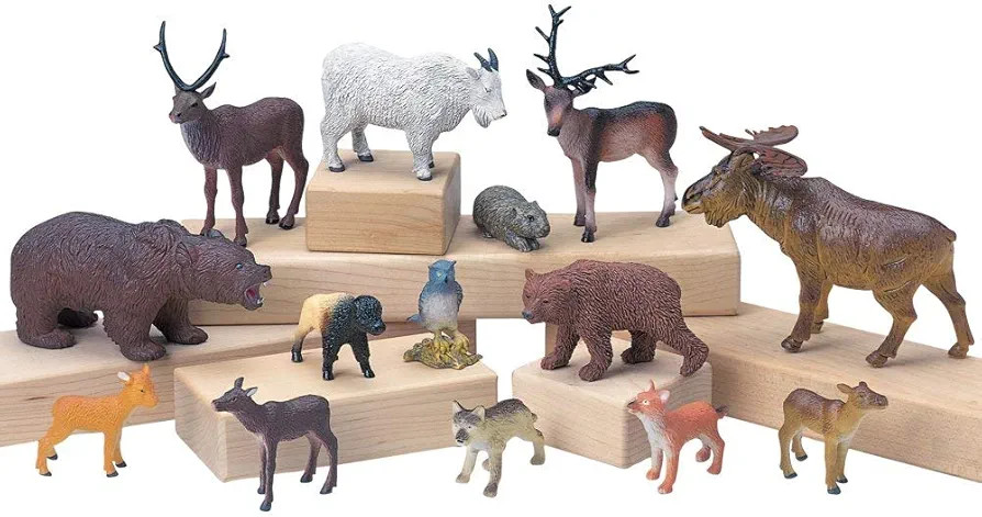 Constructive Playthings TOM-64 Vinyl Forest Animal Play Set, Figurine Animal Collection, Set of 4 Animals