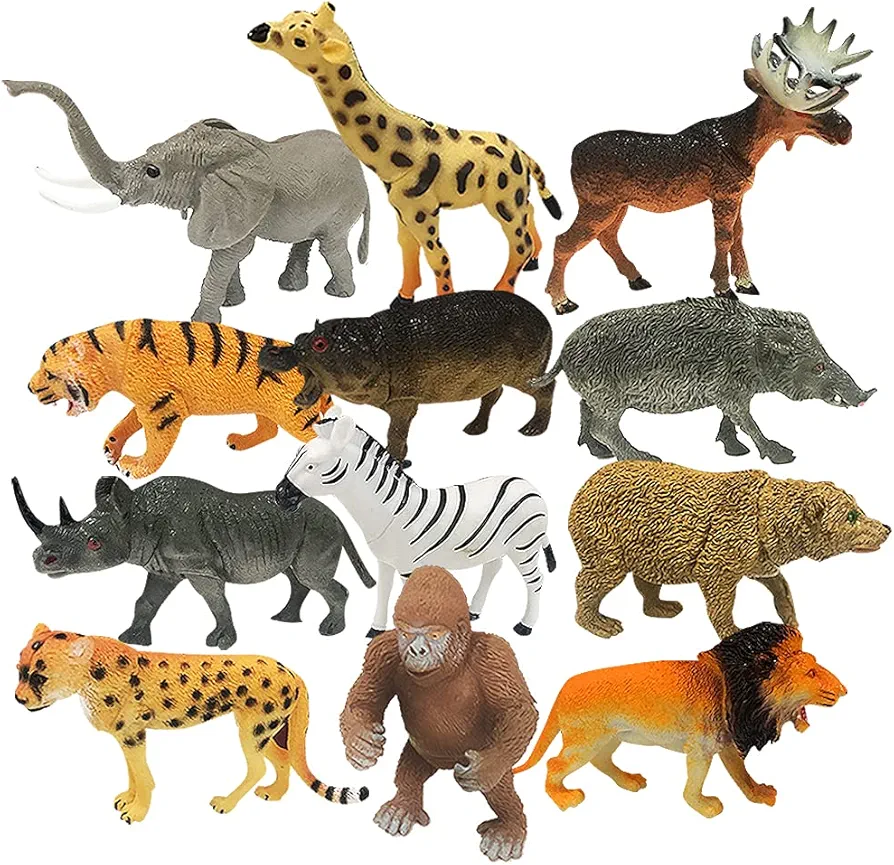 ArtCreativity Zoo Animal Figurines Assortment for Kids, Pack of 12, Assorted Small Animal Figures, Sturdy Plastic Playset, Fun Zoo Theme Birthday Party Favors, Great Gift Idea for Boys & Girls