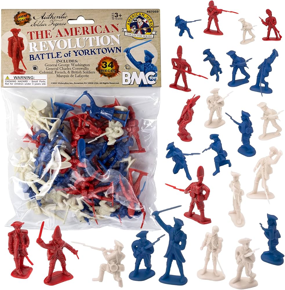 BMC Revolutionary War Plastic Army Men - 34 British, American, French Soldiers