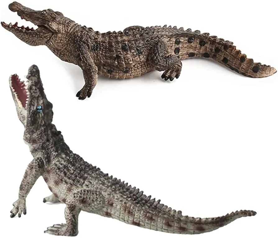 2 Pcs Simulated Crocodiles Model Figure Toy, Realistic Alligator Figurines Collection Playset Science Educational Props