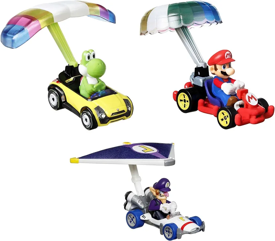 Hot Wheels Super Mario Character Car 3-Packs with 3 Character Cars in 1 Set, Gift for Kids & Collectors Ages 3 Years Old & Up